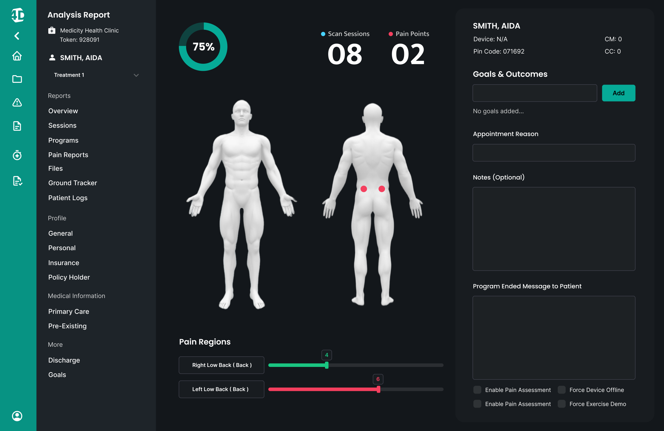 4D Health Science Application Interface